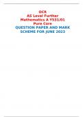 OCR AS Level Further Mathematics A Y545/01 Additional Pure Mathematics  QUESTION PAPER AND MARK SCHEME FOR JUNE 2023 