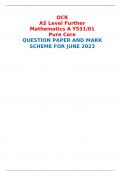 OCR AS Level Further Mathematics A Y531/01 Pure Core QUESTION PAPER AND MARK SCHEME FOR JUNE 2023 
