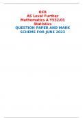 OCR AS Level Further Mathematics A Y532/01 Statistics QUESTION PAPER AND MARK SCHEME FOR JUNE 2023 
