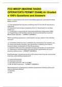 FCC MROP (MARINE RADIO OPERATOR'S PERMIT EXAM) A+ Graded a 100% Questions and Answers