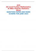 OCR AS Level Further Mathematics B (MEI) Y432/01 Statistics Minor QUESTION PAPER AND MARK SCHEME FOR JUNE 2023 