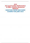 OCR AS Level Further Mathematics B (MEI) Y434/01 Numerical Methods QUESTION PAPER AND MARK SCHEME FOR JUNE 2023 