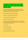 BEST REVIEW Critical Care HESI Practice 100%  GUARANTEED PASS 2024/2025  STUDY SET