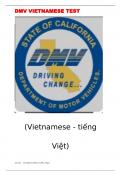 DMV VIETNAMESE TEST QUESTIONS AND ANSWERS 100% CORRECT(GRADED A )2023/2024 