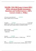 NSG500 / NSG 500 Exam 1 (Latest 2024 / 2025): Advanced Health Assessment | Questions and Verified Answers | 100% Correct | Grade A - Wilkes