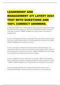 LEADERSHIP AND MANAGEMENT ATI LATEST 2024 TEST WITH QUESTIONS AND 100% CORRECT ANSWERS.