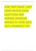 IICRC WRT EXAM / WRT EXAM REVIEW EXAM QUESTIONS AND VERIEND ANSWERS GRADED A+ YEAR 20232025 UPGRADED TEST