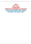 OCR AS Level Geography H481/03 Geographical debates  QUESTION PAPER AND MARK SCHEME FOR JUNE 2023 