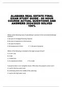 ALABAMA REAL ESTATE FINAL EXAM STUDY GUIDE - 60 HOUR COURSE ACTUAL QUESTIONS AND ANSWERS 2024/2025 SOLVED 100%