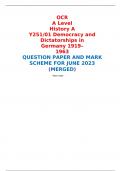 OCR A Level History A Y251/01 Democracy and Dictatorships in Germany 1919–1963 QUESTION PAPER AND MARK SCHEME FOR JUNE 2023 (MERGED) 