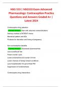 NSG 533 | NSG533 Exam Advanced Pharmacology: Contraception Practice Questions and Answers Graded A+ | Latest 2024