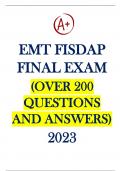 EMT FISDAP FINAL EXAM; Over 200 Questions and Answers Latest Updated 2023, 100% Verified