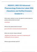 NSG533 | NSG 533 Advanced Pharmacology Endocrine Latest 2024 | Questions and Verified Answers Graded A+ |