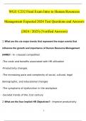 WGU C232 Final Exam Intro to Human Resources Management Expected 2024 Test Questions and Answers (2024 / 2025) (Verified Answers)