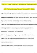 WGU C232 Final Exam Study Guide Intro to Human Resources Expected 2024 Test Questions and Answers (2024 / 2025) (Verified Answers)