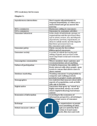 Consumer Behaviour (A European perspective) - vocabulary list