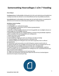 Samenvatting Hoorcolleges Voeding Blok 1 Jaar 2015-2016