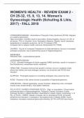 WOMEN'S HEALTH REVIEW EXAM 2 CH 25 32, 15, 9, 13, 14. Women's Gynecologic Health (Schuiling & Likis, 2017) FALL 2018