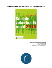 Samenvatting Stof Sociale zekerheidsrecht: deel sociaal recht 2015/2016