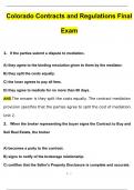 Colorado Contracts and Regulations Final Exam Actual Exam with Questions and Answers (2024 / 2025) 100% Guarantee Pass