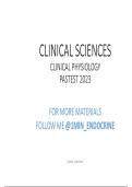 CLINICAL SCIENCES CLINICAL PHYSIOLOGY PASTEST 2023