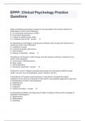 EPPP: Clinical Psychology Practice Questions and Answers Rated A+