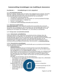 Samenvatting Grondslagen van Auditing en Assurance NIEUWSTE DRUK