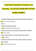 NJ Property and Casualty - STATE EXAM Final Exam Questions WITH STUDY GUIDE EXAMFX Actual Exam with Questions and Answers (2024 / 2025) 100% Guarantee Pass