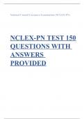 NCLEX-PN TEST 150 QUESTIONS WITH ANSWERS PROVIDED