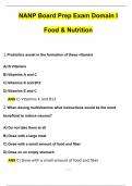 NANP Board Prep Exam Domain I - Food & Nutrition Actual Exam with Questions and Answers (2024 / 2025) 100% Guarantee Pass