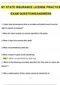 NY state insurance license practice exam Actual Exam with Questions and Answers (2024 / 2025) 100% Guarantee Pass