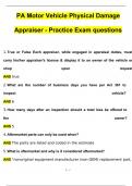 PA Motor Vehicle Physical Damage Appraiser - Practice Exam Actual Exam with Questions and Answers (2024 / 2025) 100% Guarantee Pass