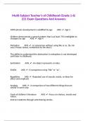Multi-Subject Teacher's of Childhood (Grade 1-6) 221 Exam Questions And Answers.