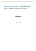 SNHU PHY-150 Module 2 Kinematics Lab Report 2024 with complete solution