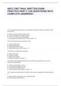 NSCC EMT FINAL WRITTEN EXAM PRACTICE PART 2 |100 QUESTIONS| WITH COMPLETE ANSWERS!!