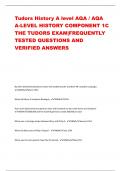 Tudors History A level AQA / AQA  A-LEVEL HISTORY COMPONENT 1C  THE TUDORS EXAM|FREQUENTLY  TESTED QUESTIONS AND  VERIFIED ANSWERS