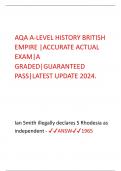 AQA A-LEVEL HISTORY BRITISH  EMPIRE |ACCURATE ACTUAL  EXAM|A  GRADED|GUARANTEED  PASS|LATEST UPDATE 2024.