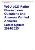 WGU d027 Patho Pharm Exam Questions and Answers Verified Answers  Latest Update 2024/2025