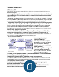 Purchasing Management: Summary of lectures