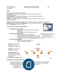 Inleiding communicatie: uitgebreide samenvatting van alle hoor- en werkcolleges