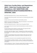 Child Care Facility Rules and Regulations  (DCF) / Child Care Facility Rules and  Regulations- DCF QUESTIONS AND  ANSWERS|ALREADYPASSED|VERIFIED &  UPDATED | 2024