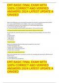 EMT BASIC FINAL EXAM WITH 100% CORRECT AND VERIFIED ANSWERS 2024 LATEST UPDATE A GRADED