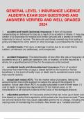 GENERAL LEVEL 1 INSURANCE LICENCE ALBERTA 170+ EXAM 2024 QUESTIONS AND ANSWERS VERIFIED GRADED A+
