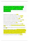 Hydraulics Practice Test Questions with Correct Answers 