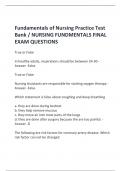 Fundamentals of Nursing Practice Test  Bank / NURSING FUNDMENTALS FINAL  EXAM QUESTIONS