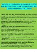 WGU C232 Final Exam Study Guide Intro to Human Resources Expected 2024 Test Questions and Answers (2024 / 2025) (Verified Answers)