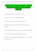 Final Exam - Earth Systems - Second  Semester questions with complete  solutions