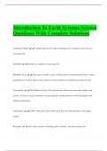 Introduction To Earth Systems Science Questions With Complete Solutions