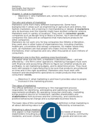 Summary chapter 1: what is marketing? Real People, Real Decisions. Marketing