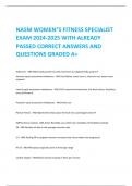 NASM WOMEN”S FITNESS SPECIALIST  EXAM 2024-2025 WITH ALREADY  PASSED CORRECT ANSWERS AND  QUESTIONS GRADED A+